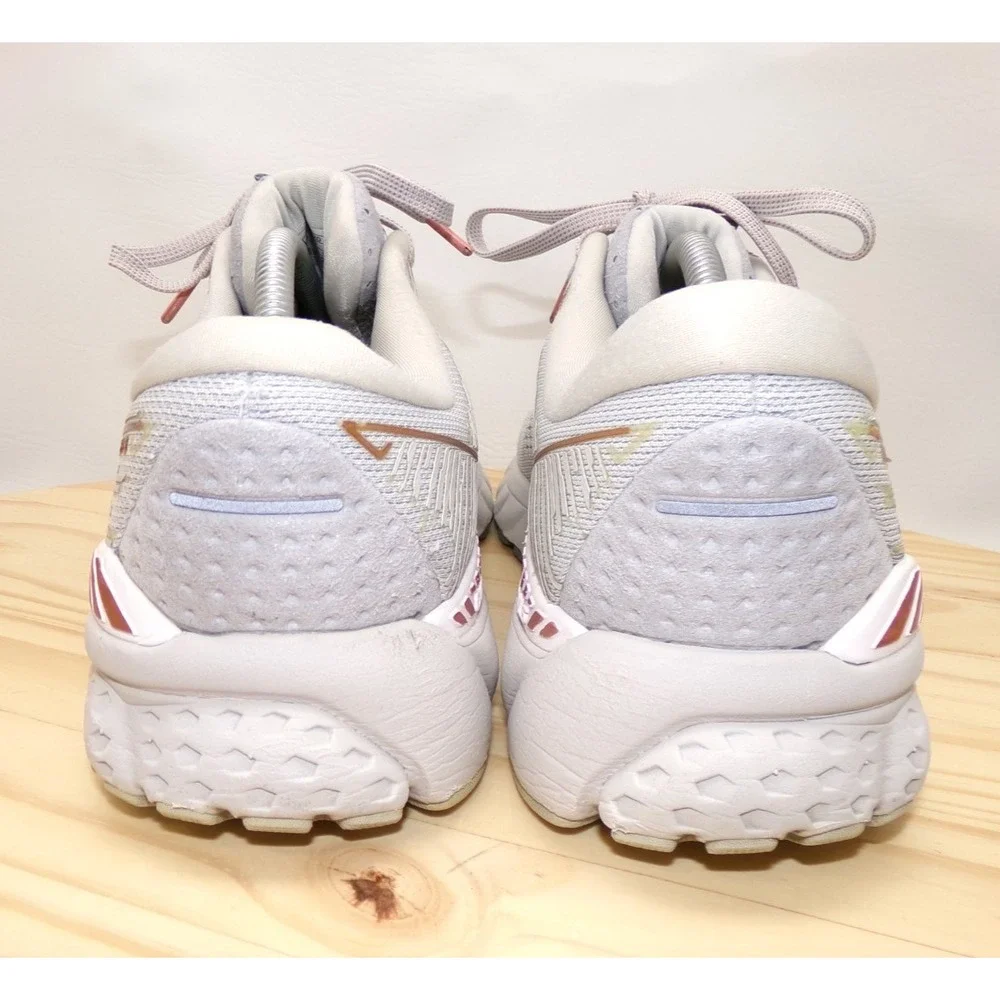 Brooks Adrenaline GTS 19 Running Shoes Womens Gray Rose Gold Size 11.5 Sneakers